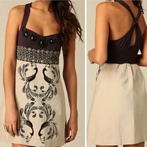 Free People Peacock Beaded Embroidered Boho 70s Cocktail Mini Dress